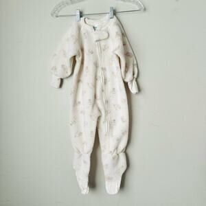 Healthtex cream white printed footie pjs zip up Onesie toddler 3t